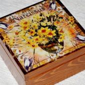 Čajová krabica: 4-priehradková - Narcisy